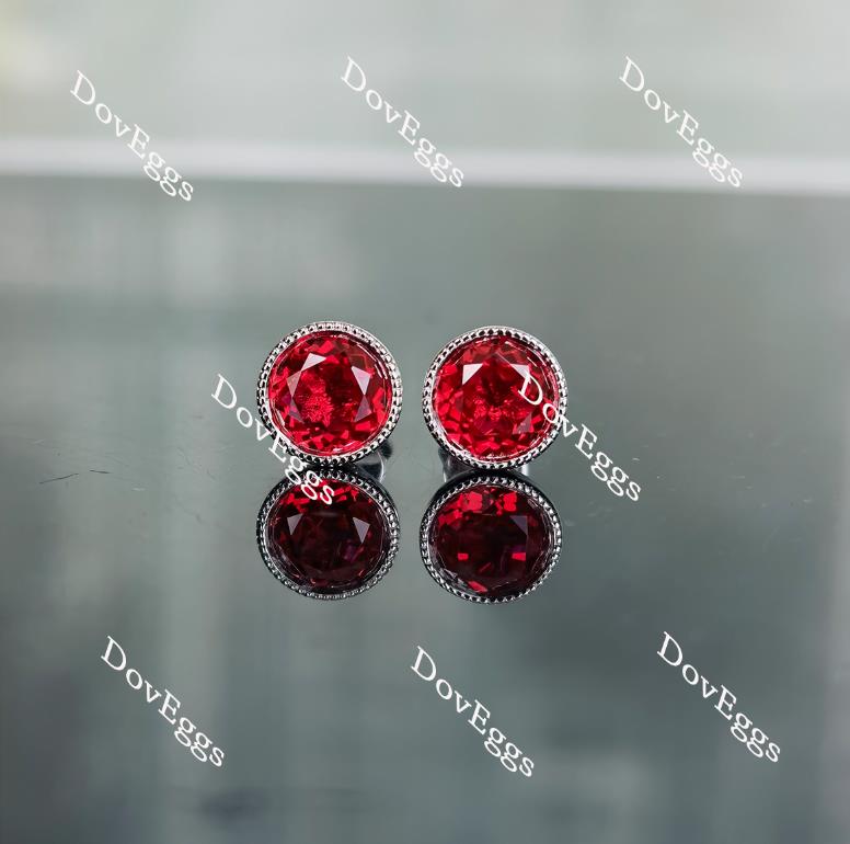 Doveggs solitaire round vivid pegion blood ruby stud earrings for women