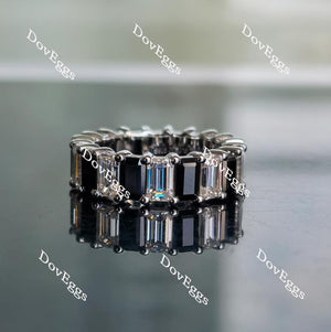 Doveggs Emerald full eternity(0.5ct each, around 10ctw) moissanite & colored gem band-5mm band width