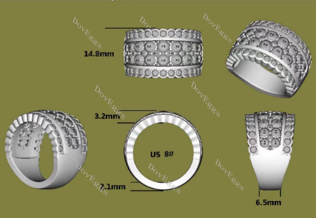 Doveggs round channel set moissanite/lab grown diamond wedding band-6.5mm band width