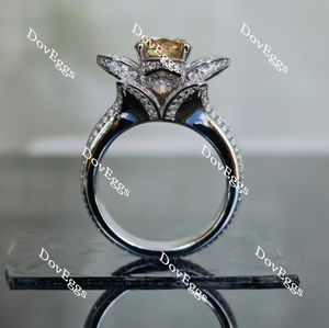 Doveggs champagne round floral full eternity channel set moissanite engagement ring