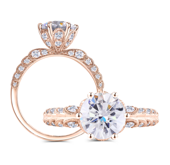 doveggs round pave moissanite engagement ring