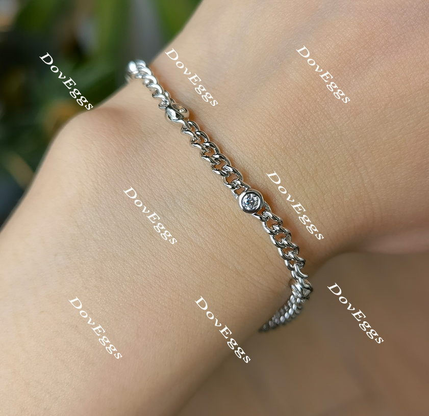 Doveggs round bezel setting moissanite/lab grown diamond bracelet