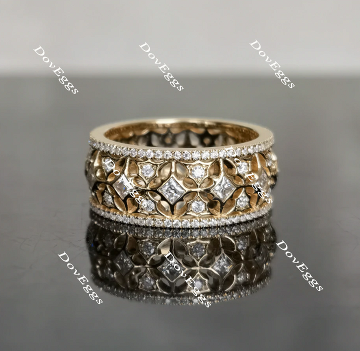 Doveggs art deco princess round full eternity moissanite/lab grown diamond wedding bands-8mm band width - DovEggs-Seattle
