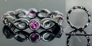 Doveggs round bezel full eternity and infinity symbols colored gem wedding band-3.5mm band width
