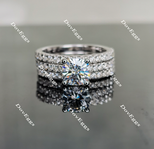 half eternity pave moissanite engagement ring