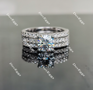 Doveggs half eternity pave moissanite/lab grown diamond wedding band(one piece of wedding band only)-1.8mm band width