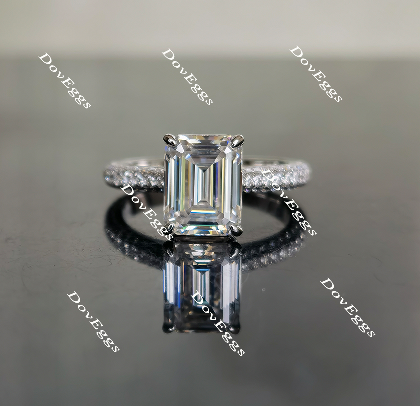 paved emerald moissanite ring