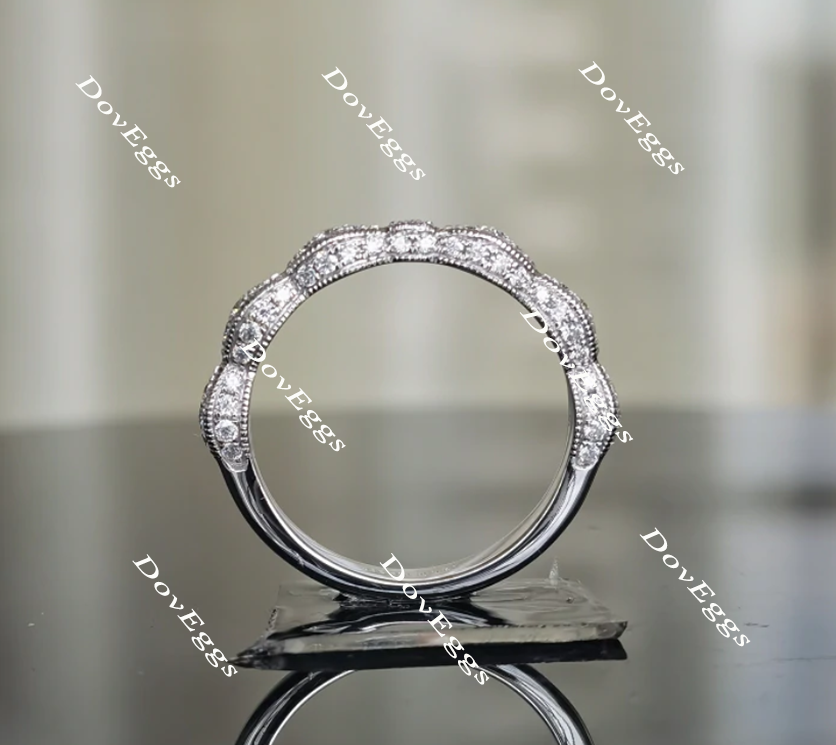 Doveggs anniversary Art deco moissanite/lab grown diamond wedding band-3.3mm band width