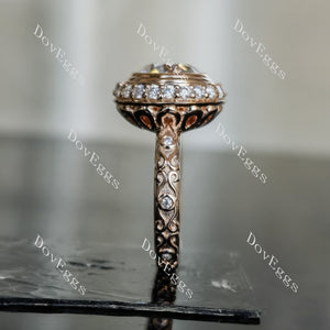 Doveggs round art deco vintage moissanite engagement ring