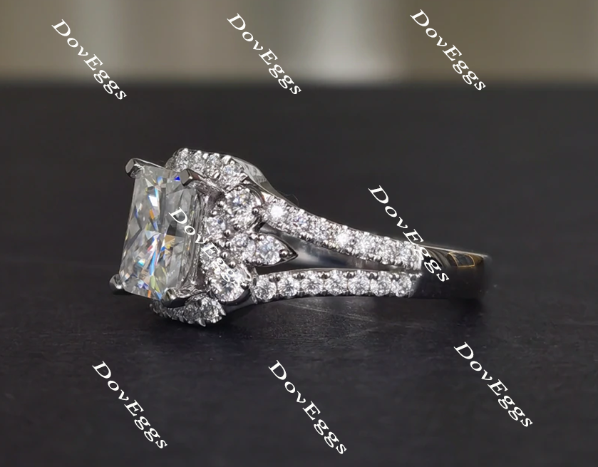 doveggs art deco radiant moissanite engagement ring