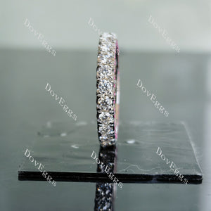 Doveggs round full eternity moissanite/lab grown diamond & colored gem wedding band-3.0mm band width