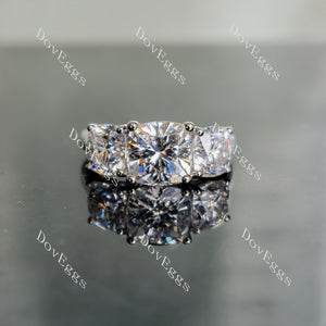 Doveggs cushion three stones moissanite engagement ring