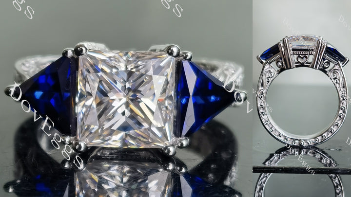 three stones moissanite engagement ring