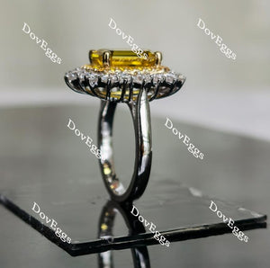 Doveggs emerald halo yellow sapphire colored gem engagement ring