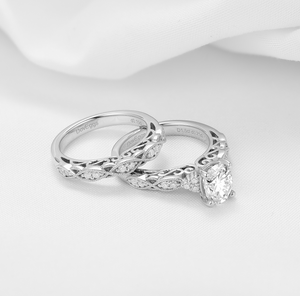 DovEggs sterling silver 1.5 carat oval moissanite bridal set (2 rings)