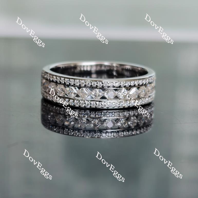 Doveggs princess round half eternity pave moissanite wedding band-6mm band width