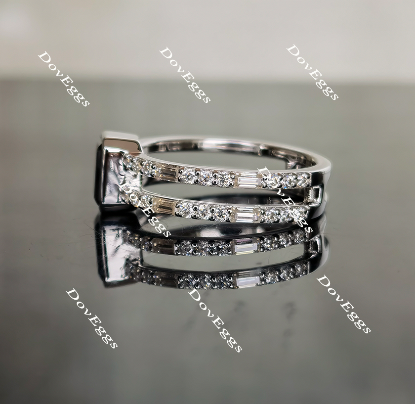 Doveggs black emerald eternity pave moissanite engagement ring