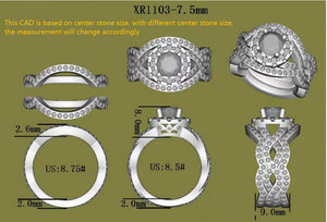 Doveggs halo moissanite bridal set (3 rings: 1 e-ring+2 wedding bands)
