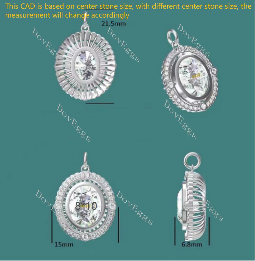 Doveggs oval bezel art moissanite pendant (pendant only)