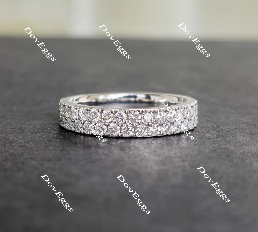 doveggs round half eternity moissanite engagement ring/moissanite wedding bands-2.8mm band width