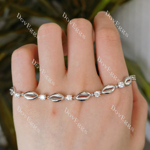 Doveggs round moissanite bracelet (18cm+5cm length extend chain )