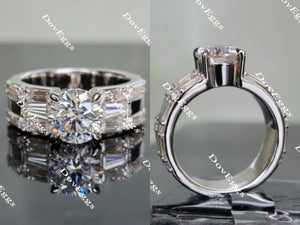 Doveggs round art deco moissanite engagement ring