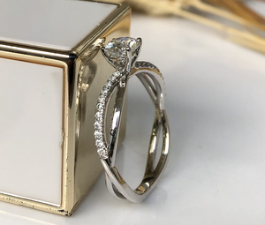 doveggs round 0.5 carat 18k white gold moissanite engagement ring
