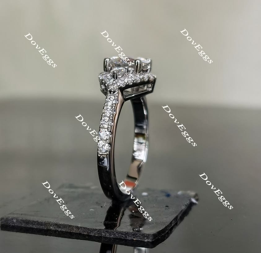 The Anna round half eternity pave halo moissanite ring