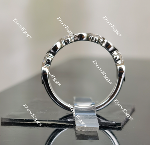 Doveggs round art deco half eternity moissanite/lab grown diamond wedding band-2.2mm band width