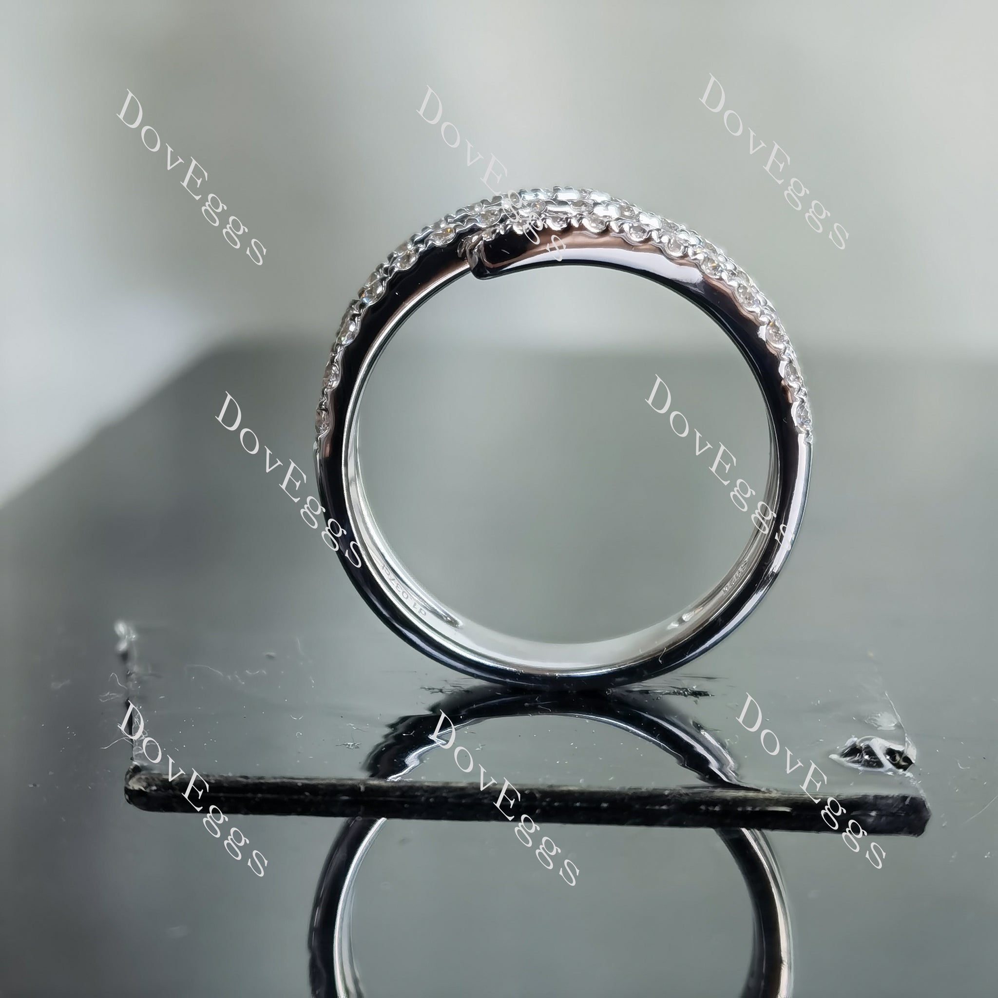Doveggs round three line pave moissanite/lab grown diamond wedding band-5.3mm band width