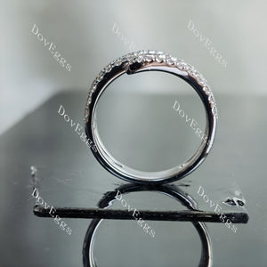 Doveggs round three line pave moissanite/lab grown diamond wedding band-5.3mm band width