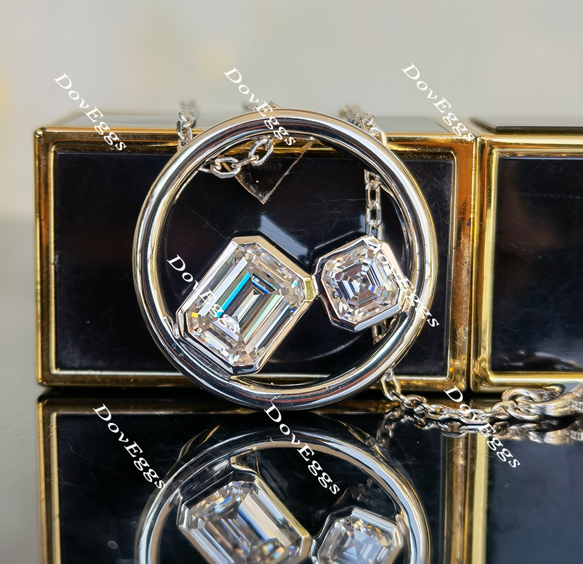 Doveggs emerald asscher moissanite pendant necklace for women (pendant only)
