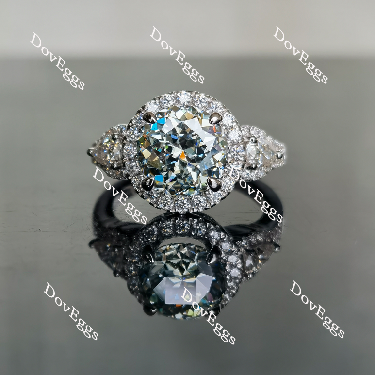 Doveggs round halo colored moissanite engagement ring
