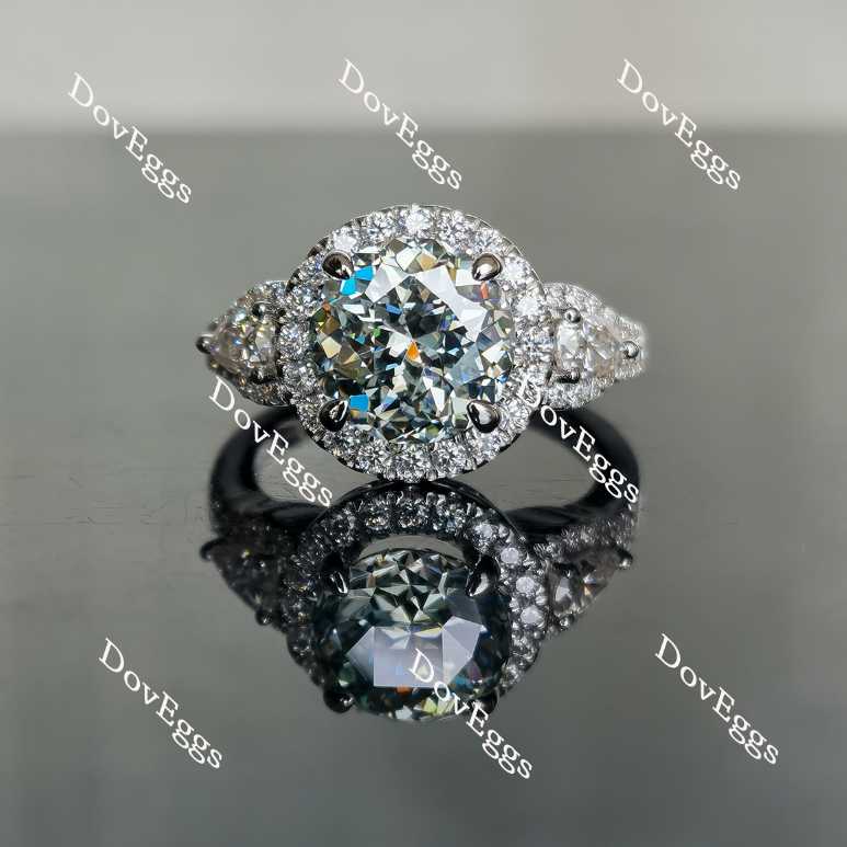 Doveggs  smokey spark grey round halo moissanite engagement ring