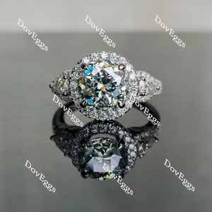 Doveggs round halo colored moissanite engagement ring