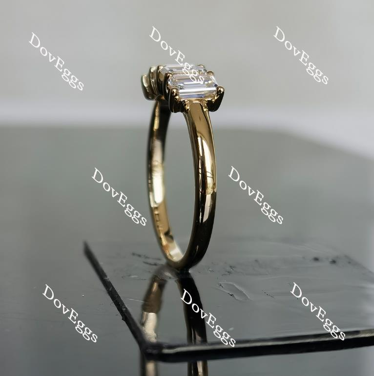 Doveggs four-stone emerald moissanite /lab grown diamond wedding band/moissanite ring