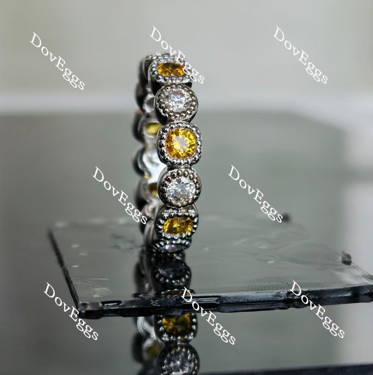 Doveggs round moissanite/lab grown diamond & colored gem wedding band-4.1mm band width