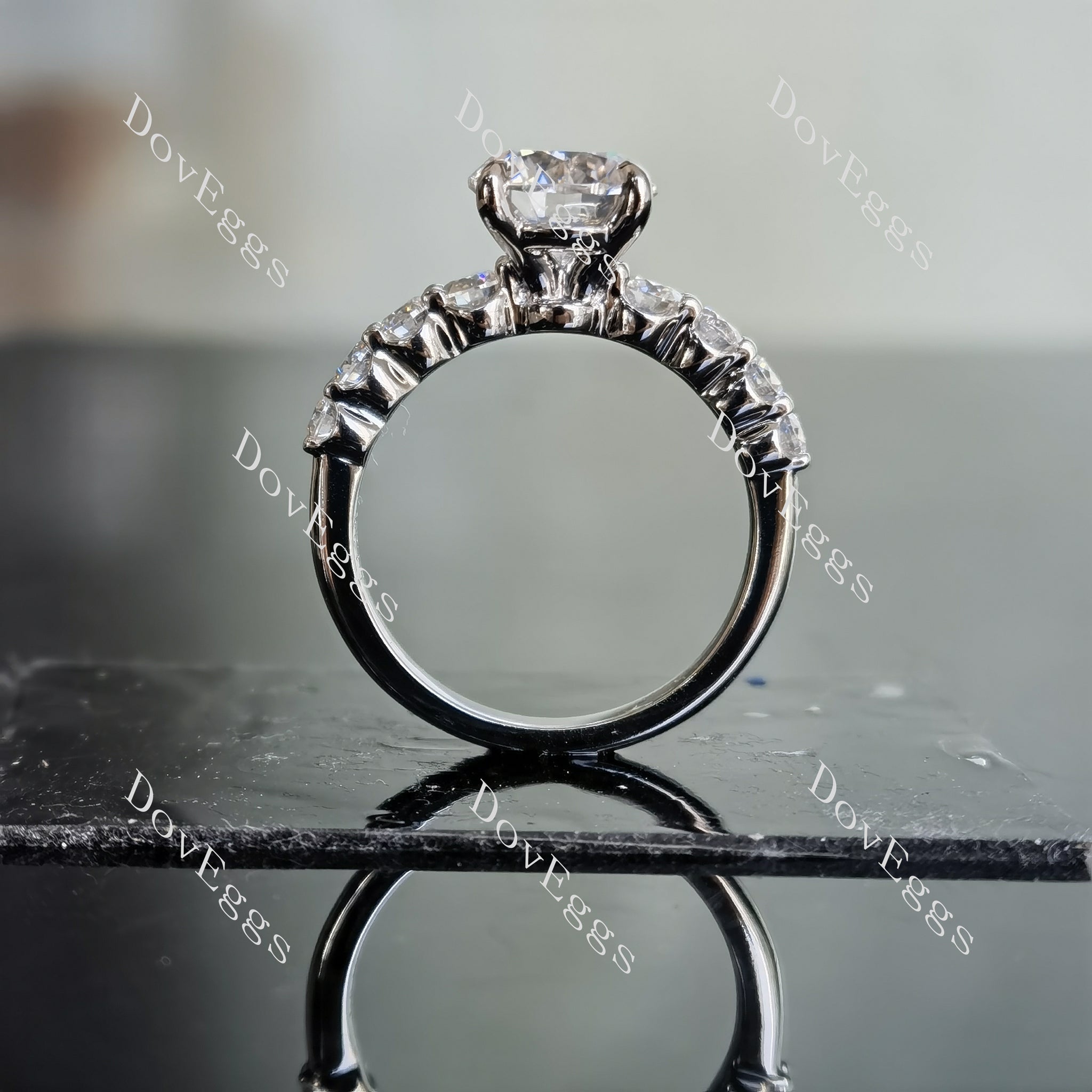 Doveggs round pave moissanite engagement ring (engagement ring only)