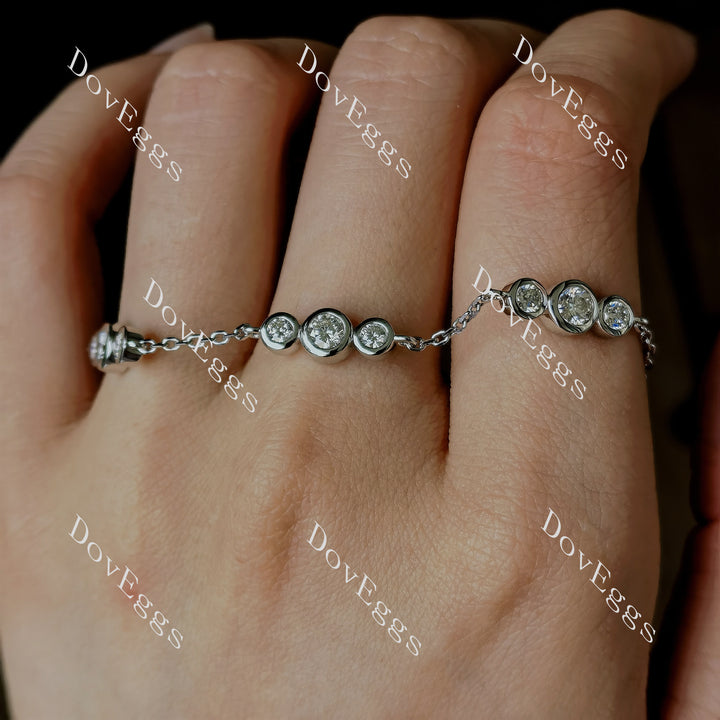 Doveggs round bezel moissanite/lab grown diamond bracelet - DovEggs-Seattle
