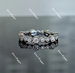 Doveggs round full eternity moissanite ring/lab grown diamond wedding bands-3.5mm band width