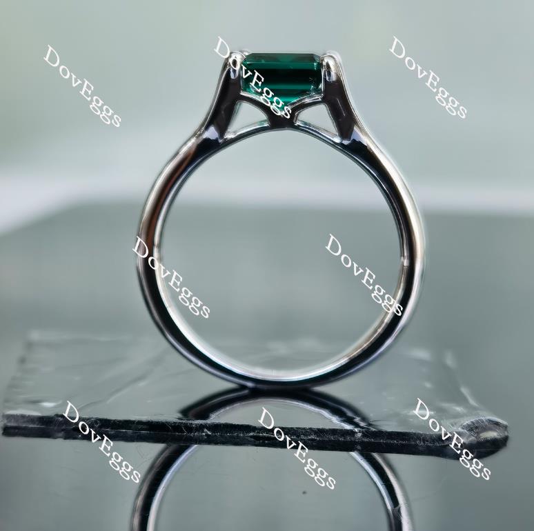 The Carolyn solitaire emerald shape colored gem/colored moissanite engagement ring