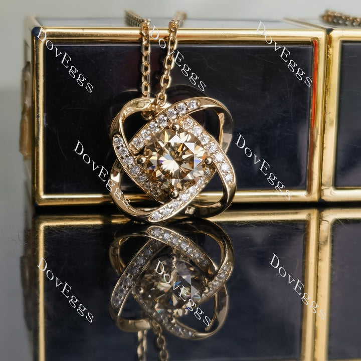 Amanda's Spark round colored moissanite pendant (pendant only) - DovEggs-Seattle