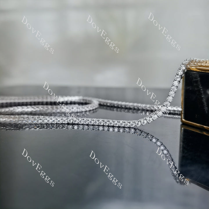 Round pave moissanite/lab grown diamond necklace (16 inch length)|DovEggs - DovEggs-Seattle