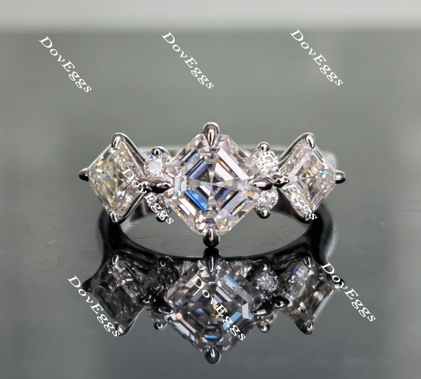 Asscher moissanite engagement ring