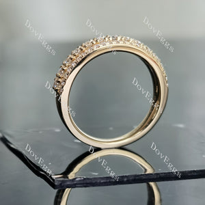 Doveggs round two pave moissanite/lab grown diamond wedding band-2.1mm band width