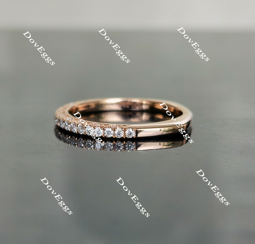 Doveggs round half eternity moissanite wedding bands for women-1.8mm band width