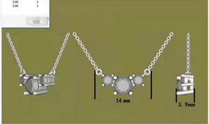 Doveggs three stone round moissanite/lab grown diamond pendant necklace for women