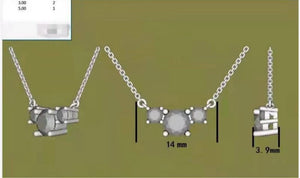 Doveggs three stone round moissanite pendant necklace for women
