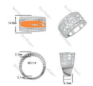Doveggs round channel set moissanite/lab grown diamond & colored gem wedding band-6.5mm band width