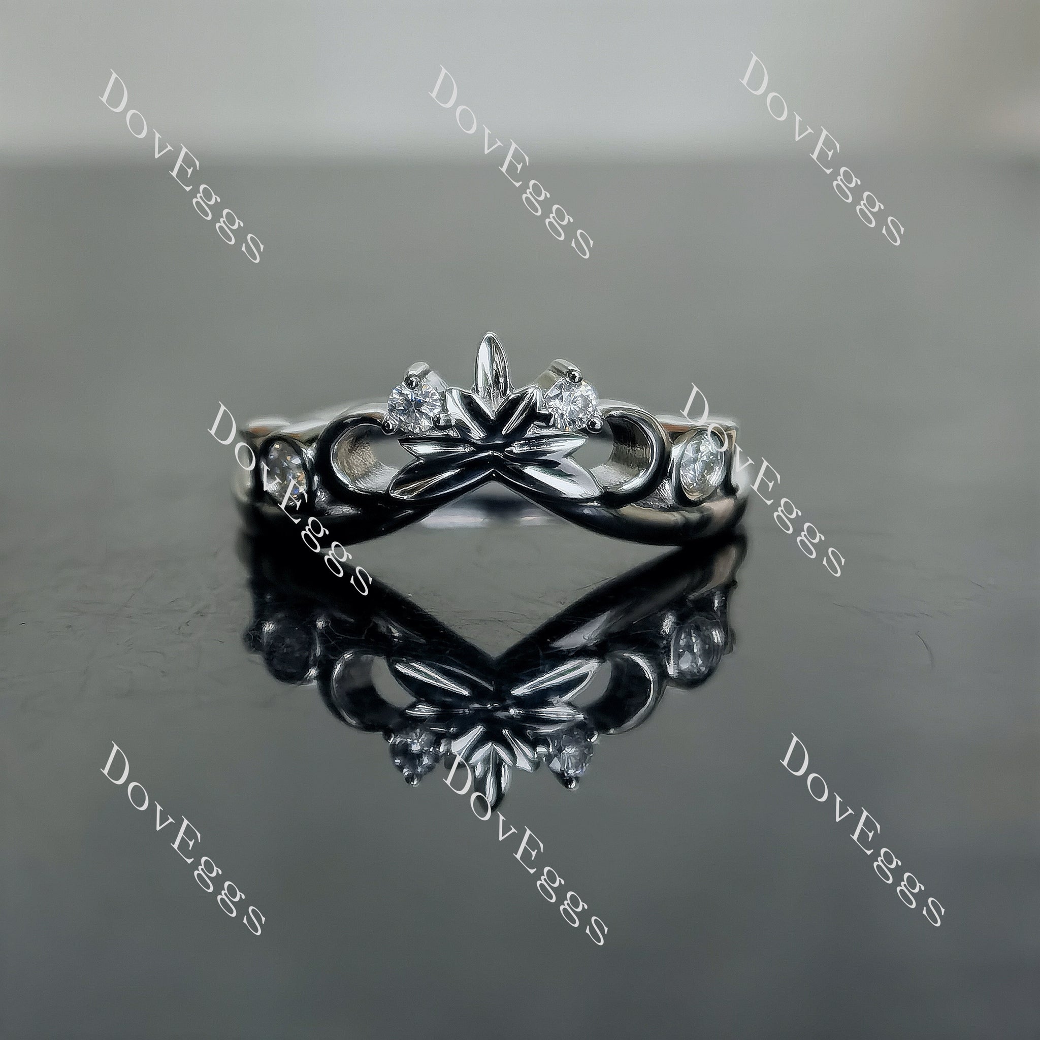 Doveggs round art deco moissanite/lab grown diamond wedding band (wedding band only)-1.8mm band width